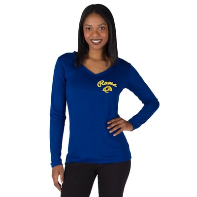 Los Angeles Rams Concepts Sport Women's Marathon Knit Long Sleeve Lightweight V-Neck Lounge Top - Royal