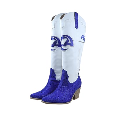  Los Angeles Rams FABGATING by Cuce Women's Crystal Cowboy Boots - White