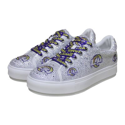  Los Angeles Rams FABGATING by Cuce Women's Crystal Team Logo Sneakers - White