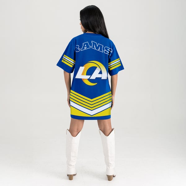 Women's Gameday Couture Royal Los Angeles Rams Perfect Score Vintage T-Shirt Dress