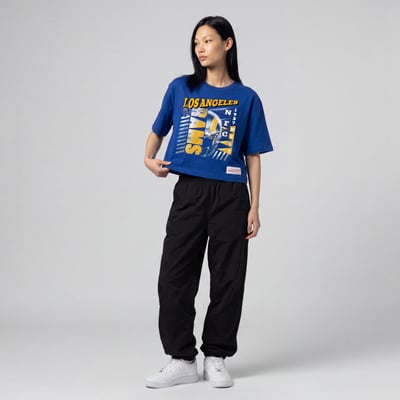  Los Angeles Rams Mitchell & Ness Women's Street Graphic Boxy Cropped T-Shirt - Royal