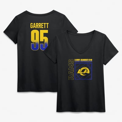 Myles Garrett Los Angeles Rams Women's Home Field Pop Name & Number V-Neck T-Shirt - Black