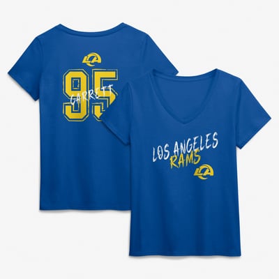 Myles Garrett Los Angeles Rams Women's Hustle Name & Number V-Neck T-Shirt - Royal