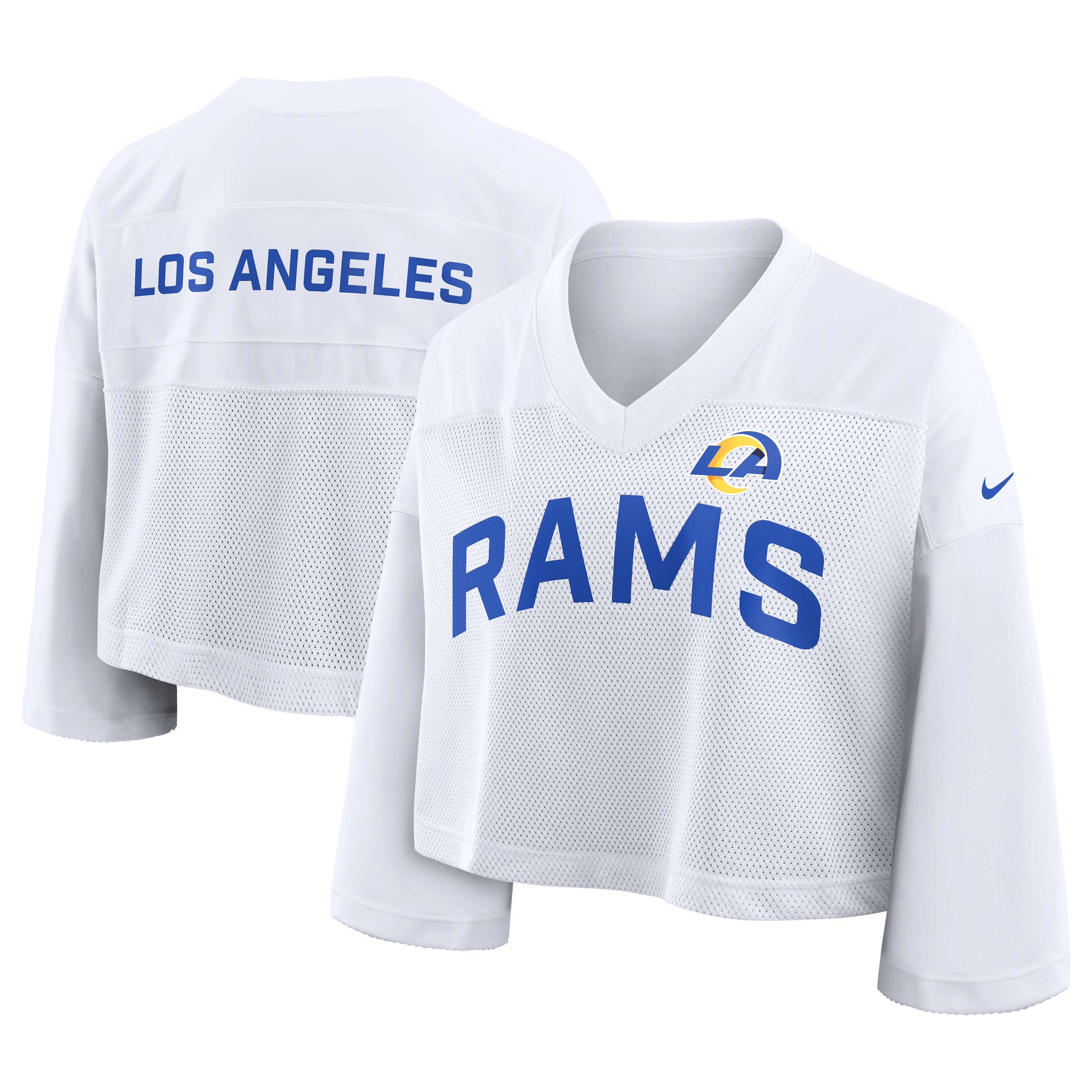 Women's Nike White Los Angeles Rams Wide Receiver Cropped Mesh Dri-FIT ...