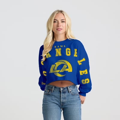 Los Angeles Rams Spirit Jersey Women's Cropped Long Sleeve T-Shirt - Royal