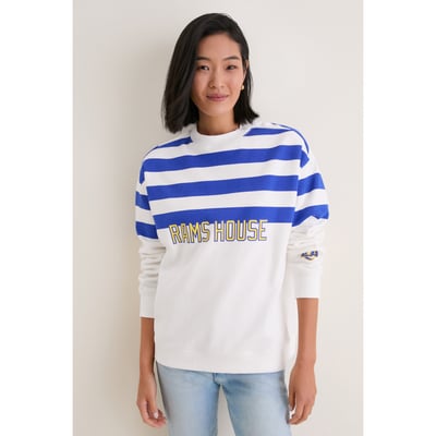 Los Angeles Rams Tuckernuck Women's Stripe Sweatshirt - White/Royal