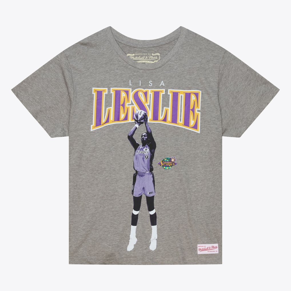 Lisa Leslie Los Angeles Sparks Mitchell & Ness Unisex Player Boyfriend T-Shirt - Heather Gray - Court Origins