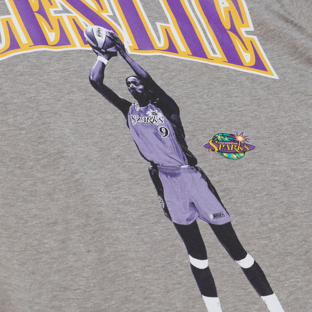 Lisa Leslie Los Angeles Sparks Mitchell & Ness Unisex Player Boyfriend T-Shirt - Heather Gray - Court Origins