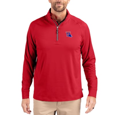  Louisiana Tech Bulldogs Cutter & Buck Soft Knit Stretch Raglan Quarter-Zip Pullover - Red