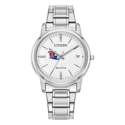  Louisiana Tech Bulldogs Citizen Watch Women's Eco-Drive White Dial Stainless Steel Watch - Silver