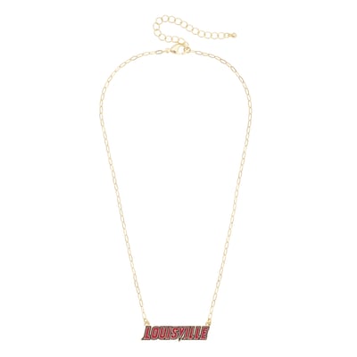 Louisville Cardinals CANVAS Style Gold-Plated Pavé Outline Necklace