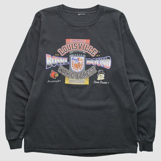 Louisville Cardinals 2007 Long Sleeve T-shirt - Black - S by Fanatics Real Vintage