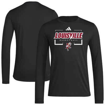  Louisville Cardinals adidas Basketball Icon Pregame Long Sleeve T-Shirt - Black