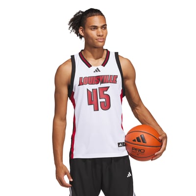 #45 Louisville Cardinals adidas Home Swingman Jersey - White
