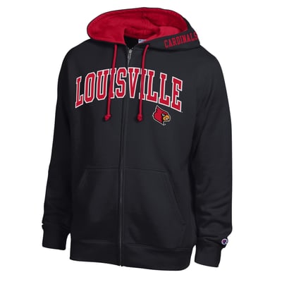 Louisville Cardinals Champion Arch Logo Full-Zip Fleece Hoodie - Black