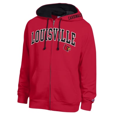 Louisville Cardinals Champion Arch Logo Full-Zip Fleece Hoodie - Red