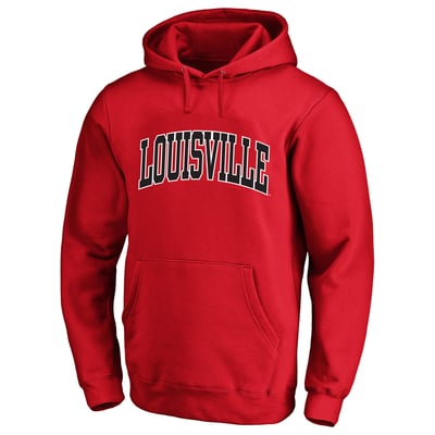  Louisville Cardinals Champion Arch Over Tackle Twill Hoodie - Red