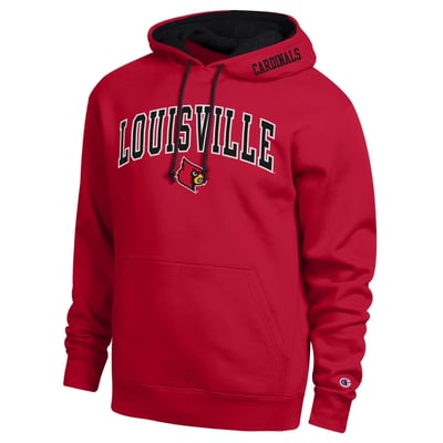  Louisville Cardinals Champion Arch Tackle Twill Hoodie - Red