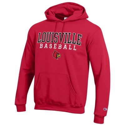  Louisville Cardinals Champion Baseball Stacked Pullover Hoodie - Red
