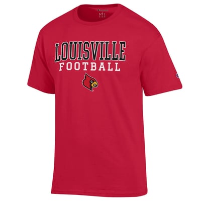 Louisville Cardinals Champion Football Stack T-Shirt - Red