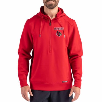  Louisville Cardinals Cutter & Buck Roam Recycled Buttery Soft Knit Half-Zip Hoodie - Red