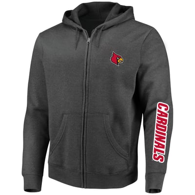 Louisville Cardinals Profile Big & Tall Full-Zip Hoodie - Heather Charcoal