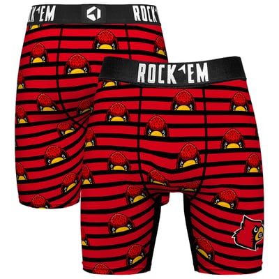  Louisville Cardinals Rock Em Mascot Stripes Boxer Briefs - Red
