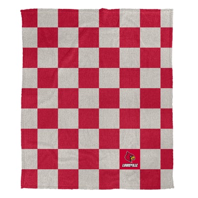 Louisville Cardinals Pegasus Checkered Logo Patch 60" x 80" Cozy Knit Blanket