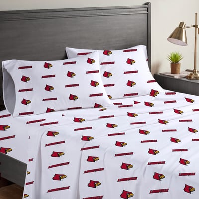 Louisville Cardinals Pegasus Four-Piece Queen Sheet Set