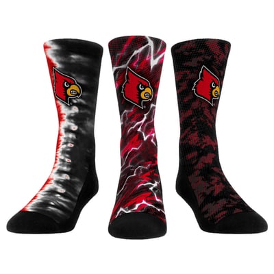 Louisville Cardinals Rock Em Unisex Three-Piece Team Tones Crew Socks Set
