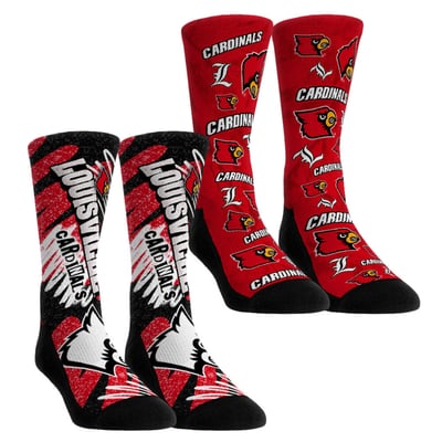 Louisville Cardinals Rock Em Unisex Two-Piece Team Blast Crew Socks Set