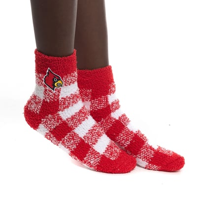 Louisville Cardinals ZooZatz Unisex Buffalo Check Quarter-Length Socks