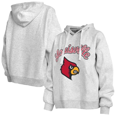  Louisville Cardinals Pressbox Women's Janise Pullover Hoodie - Heather Gray