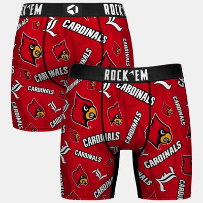  Louisville Cardinals Rock Em Youth All Over Logo Boxer Briefs - Red