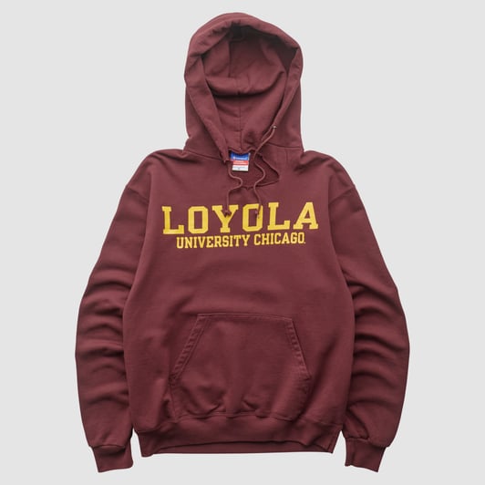 Loyola Chicago Ramblers Champion 2000s Hooded Pullover Sweatshirt - Maroon - XS by Fanatics Real Vintage