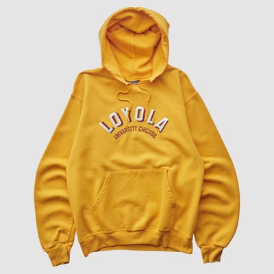 Loyola Chicago Ramblers Champion 2000s Hooded Pullover Sweatshirt - Yellow - XS by Fanatics Real Vintage