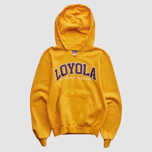 Loyola Chicago Ramblers Champion 2000s Hooded Pullover Sweatshirt - Yellow - XS by Fanatics Real Vintage