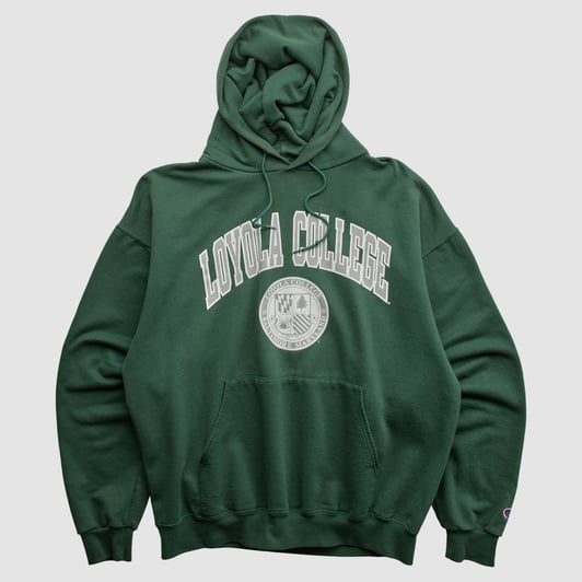 Loyola Greyhounds Champion 2000s Hooded Pullover Sweatshirt - Green - L by Fanatics Real Vintage