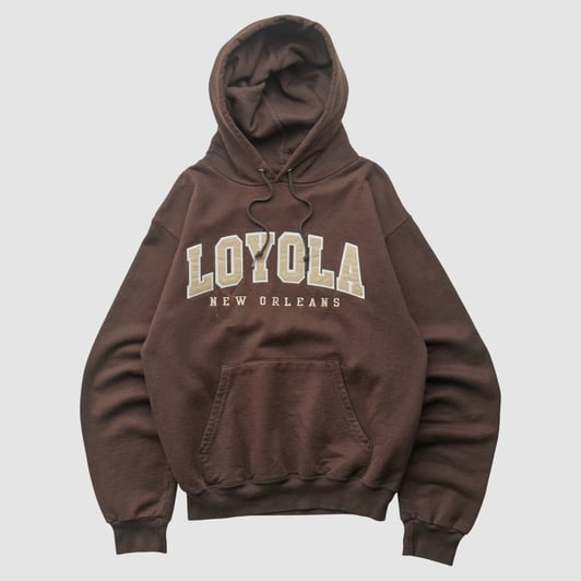 Loyola New Orleans Wolf Pack Champion 2000s Hooded Pullover Sweatshirt - Brown - XS by Fanatics Real Vintage