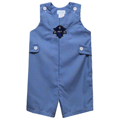New Orleans Privateers Vive La Fete Infant Gingham Jon Jon Romper - Blue
