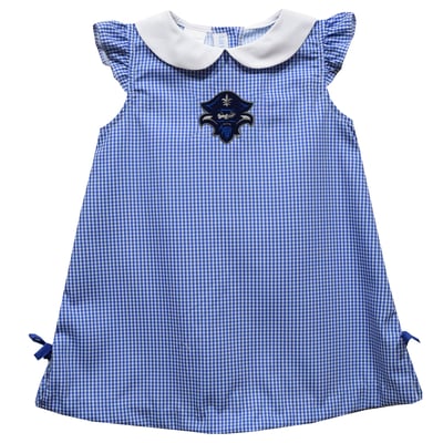 New Orleans Privateers Vive La Fete Toddler Girls Mini Check Pattern A-Line Dress - Royal