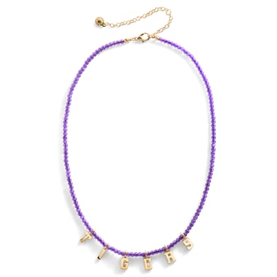 LSU Tigers BaubleBar Delicate Beaded Slogan Necklace