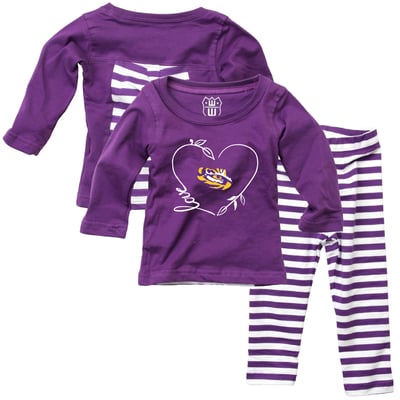 LSU Tigers Wes & Willy Girls Infant Long Sleeve Top and Pant Set - Purple
