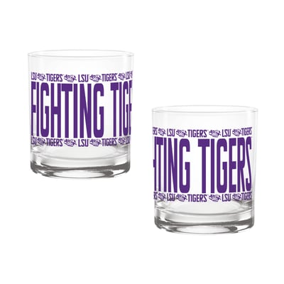 Indigo Falls LSU Tigers Elevated Rocks Glass - Set of 2
