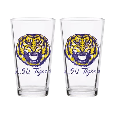  LSU Tigers Indigo Falls Laura Wilcox Mascot Pint Glass Set of 2