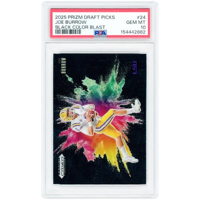 Joe Burrow LSU Tigers 2025 Panini Prizm Draft Picks Black Color Blast #24 PSA Authenticated 10 Card