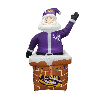 LSU Tigers Logo Brands Santa in Chimney Yard Inflatable