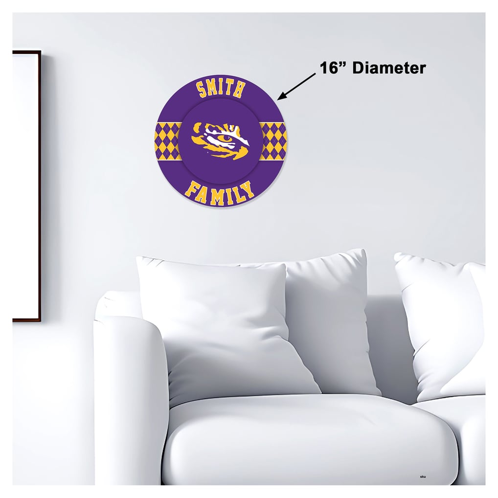 LSU Tigers 16" Personalized Circle Wall Art