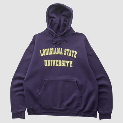 LSU Tigers Champion 2000s Hooded Pullover Sweatshirt - Purple - XL by Fanatics Real Vintage