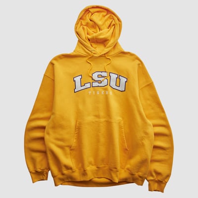 LSU Tigers Champion 2000s Hooded Pullover Sweatshirt - Yellow - XL by Fanatics Real Vintage
